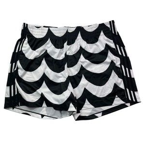 Adidas Marimekko Womens Plus 2X Primegreen‎ Black & White High-Rise Shorts NEW